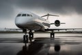 Business private jet airplane parked at runway, AI Generated Royalty Free Stock Photo