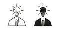 Business problem, idea, decision making and solution simple set icon. A businessman or worker is thinking. Vector illustration. Royalty Free Stock Photo