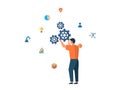 Business process automation BPA software, business process workflow as gear cogwheel mechanism