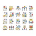 business process automation icons set vector