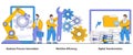 Business process automation, workflow efficiency, digital transformation concept with character. Process optimization abstract