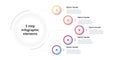 Business process chart infographic with 5 step circles. Circular corporate workflow graphic elements. Company flowchart