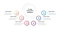 Business process chart infographic with 6 step circles. Circular corporate workflow graphic elements. Company flowchart Royalty Free Stock Photo