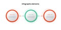 Business process chart infographics with 3 step circles. Circular corporate workflow graphic elements. Company flowchart