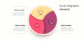 Business process chart infographics with 3 step circles. Circular corporate workflow graphic elements. Company flowchart