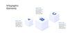 Business process chart infographics with 6 step cubes. Cubic corporate workflow graphic elements. Company flowchart presentation