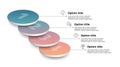 Business process chart infographics with 4 step segments. Circular corporate timeline infograph elements. Company presentation