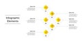 Business process chart infographics with 6 steps. Corporate workflow scheme graphic elements. Company flowchart presentation slide