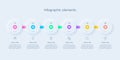 Business process chart infographics with 6 steps in neumorphism design. Square corporate workflow graphic elements. Company