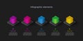 Business process chart infographics with 5 steps in neumorphism design. Square corporate workflow graphic elements. Company