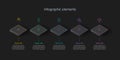Business process chart infographics with 5 steps in neumorphism design. Square corporate workflow graphic elements. Company