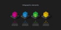 Business process chart infographics with 4 steps in neumorphism design. Square corporate workflow graphic elements. Company
