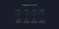 Business process chart infographics with 4 steps in neumorphism design. Square corporate workflow graphic elements. Company