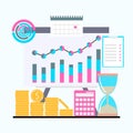 Business process chart, time and money, goals and objectives