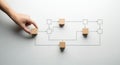 Business Process Flowchart with Hand and Wooden Blocks Royalty Free Stock Photo