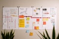 Business Process Flowchart and Planning Board with Sticky Notes Royalty Free Stock Photo