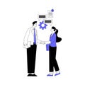 Business Process with Man and Woman Character Meet Handshaking Making Deal Vector Illustration Royalty Free Stock Photo