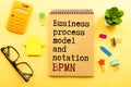 Business process model and notation BPMN is shown using a text