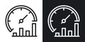 Business process optimization icon. Performance or productivity meter with growth chart. Simple two-tone vector