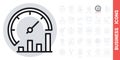 Business process optimization icon. Performance or productivity meter with growth chart. Simple black and white version