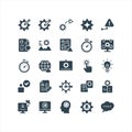 Business Process and System Management Icons Set with Gears and Analytics Royalty Free Stock Photo