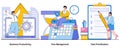 Business productivity, time management, task prioritization concept with character. Productivity optimization abstract vector