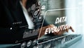 Business Professional Engaged in Data Evolution with Graphs and Digital Elements on a Modern Interface. Asymptotic smart Royalty Free Stock Photo