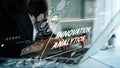 Business Professional Engaging in Data Analytics with Digital Innovation Graphics on Laptop Screen. Asymptotic smart Royalty Free Stock Photo