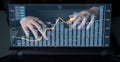 Hands Typing on Laptop with Data Visualization Chart for Business Analysis and Financial Report in Modern Office Royalty Free Stock Photo