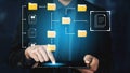 Business professional managing digital documents using a tablet and visual interface for document organization and Royalty Free Stock Photo
