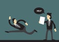 Businessman Running Away from Someone Asking for Help Cartoon Vector Illustration