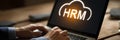 Business Professional Using Laptop, Exploring Cloud-based HRM software solutions in office setting.