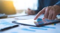 Business Professional Using Tablet For Data Analysis. Digital Technology Enhancing Productivity In Modern Workplace Royalty Free Stock Photo