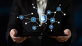 Business Professional Using Tablet with Network Connection Icons Representing Digital Communication and Modern Royalty Free Stock Photo