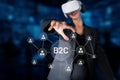 Business Professional Using Virtual Reality Technology to Engage in B2C Interactions with Virtual Customers in a Digital Royalty Free Stock Photo