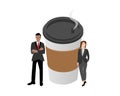 Business Professionals and a Large Coffee Cup to boost your energy Royalty Free Stock Photo