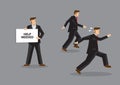 Business Professionals Run Away from Coworker Who Needs Help Cartoon Vector Illustration