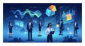 Business Professionals Wearing VR Headsets Collaborating with Immersive Data Visualizations Royalty Free Stock Photo