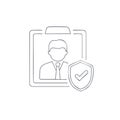 Business Profile Security Outline: Document, Shield, Tick Mark for Professional Data Protection and Compliance Royalty Free Stock Photo