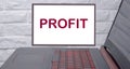 Business profit, investment success or company income is more than an expense concept, the word PROFIT is a brick wall Royalty Free Stock Photo