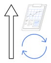 Business Progress with Growth Arrow, Analytics Chart, and Circular Cycle for Improvement Royalty Free Stock Photo