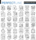 Business project outline concept symbols. Strategy management perfect thin line icons. Modern stroke linear style