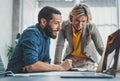 Business Project team working together at sunny meeting room at office.Brainstorming process concept. Royalty Free Stock Photo