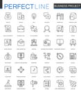 Business project thin line web icons set. Strategy management Outline stroke icon design.