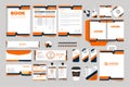 Business promotion template bundle with dark and orange colors. Modern business brand advertisement layout design for marketing. Royalty Free Stock Photo