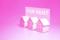 Business property and real estate concepts with for rent text and model house on pastel color