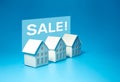 Business property and real estate concepts with sale text and white model house on pastel color Royalty Free Stock Photo