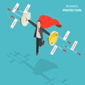 Business protection flat, isometric low poly vector concept