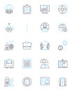 Business protection linear icons set. Insurance, Security, Safety, Risk, Liability, Fraud, Investigation line vector and Royalty Free Stock Photo