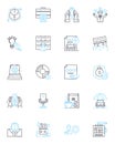 Business protection linear icons set. Security, Insurance, Cybersecurity, Risk, Confidentiality, Risk assessment